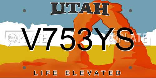 V753YS Utah License Plate