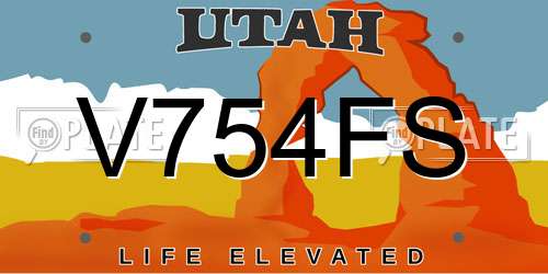 V754FS Utah License Plate
