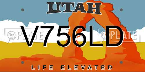 V756LD Utah License Plate