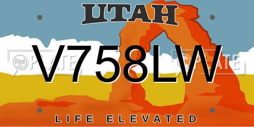 V758LW Utah License Plate