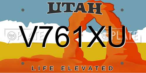 V761XU Utah License Plate