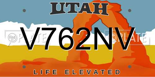V762NV Utah License Plate