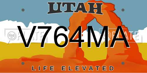 V764MA Utah License Plate