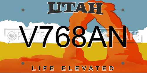 V768AN Utah License Plate