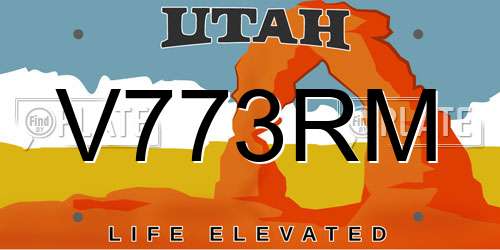 V773RM Utah License Plate