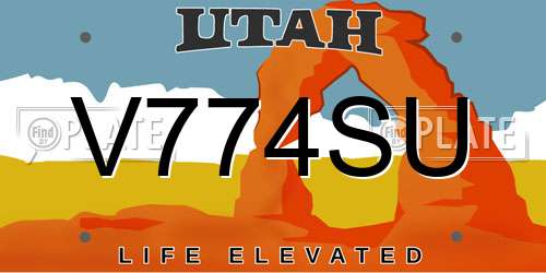 V774SU Utah License Plate