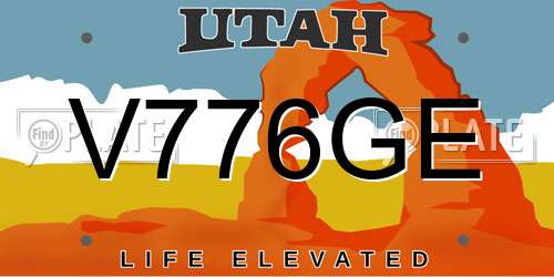 V776GE Utah License Plate