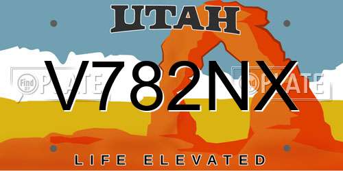 V782NX Utah License Plate