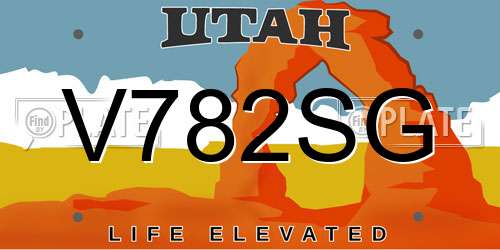 V782SG Utah License Plate