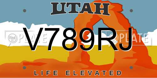 V789RJ Utah License Plate