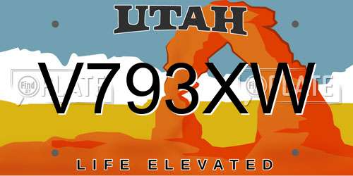 V793XW Utah License Plate