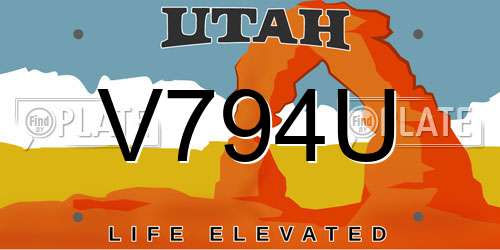 V794U Utah License Plate