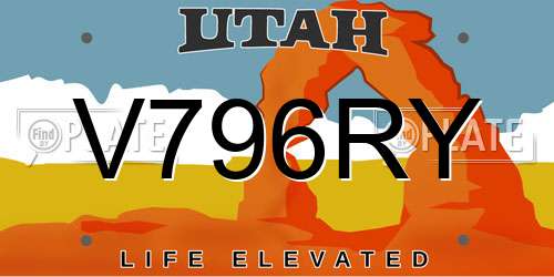 V796RY Utah License Plate