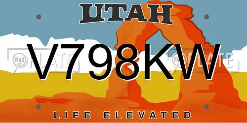 V798KW Utah License Plate