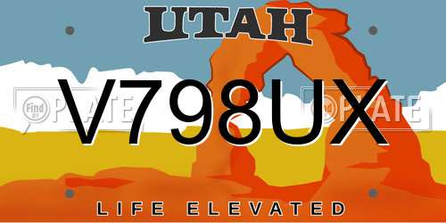 V798UX Utah License Plate