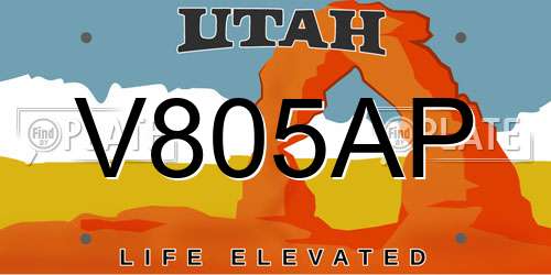 V805AP Utah License Plate
