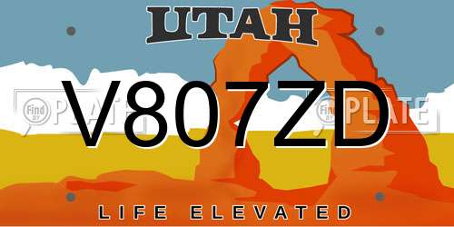 V807ZD Utah License Plate