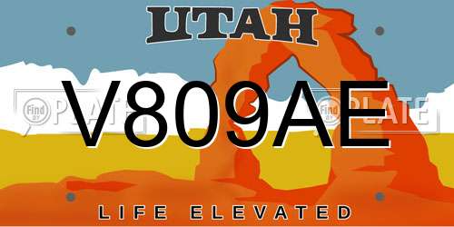 V809AE Utah License Plate