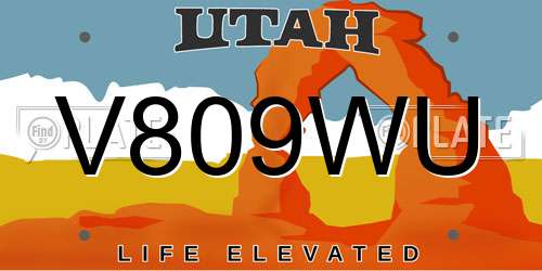 V809WU Utah License Plate