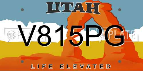 V815PG Utah License Plate