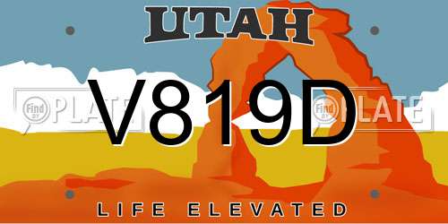 V819D Utah License Plate