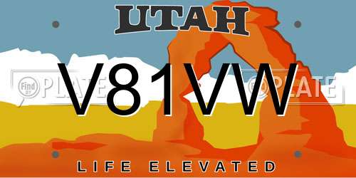 V81VW Utah License Plate