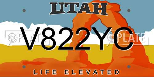 V822YC Utah License Plate