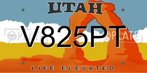 V825PT Utah License Plate