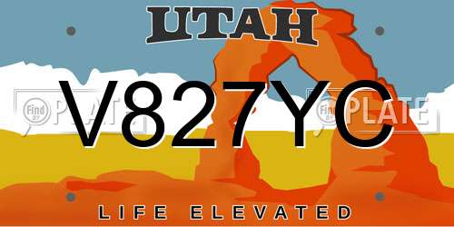 V827YC Utah License Plate