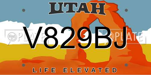 V829BJ Utah License Plate