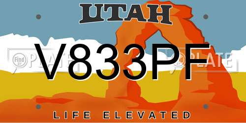 V833PF Utah License Plate