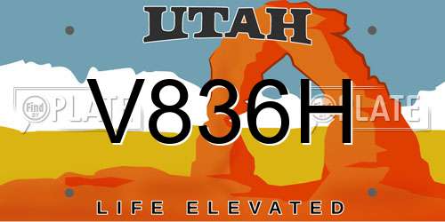 V836H Utah License Plate