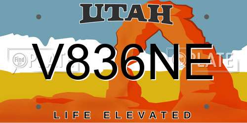 V836NE Utah License Plate