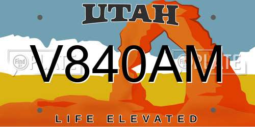 V840AM Utah License Plate