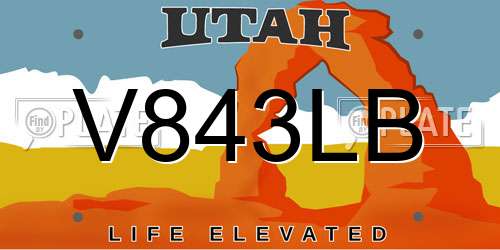 V843LB Utah License Plate