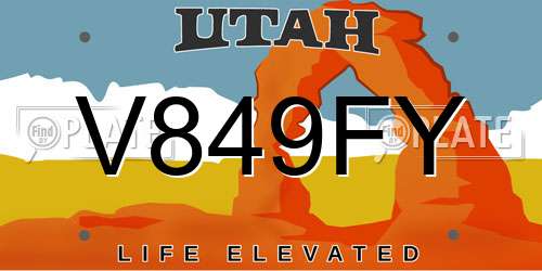 V849FY Utah License Plate