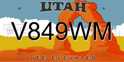 V849WM Utah License Plate