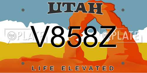 V858Z Utah License Plate