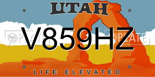 V859HZ Utah License Plate