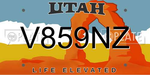 V859NZ Utah License Plate
