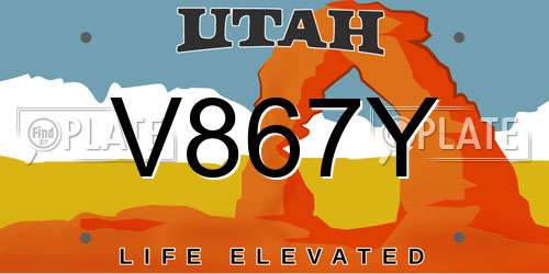 V867Y Utah License Plate