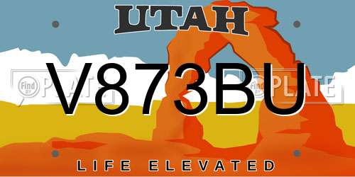 V873BU Utah License Plate