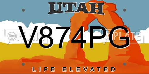 V874PG Utah License Plate