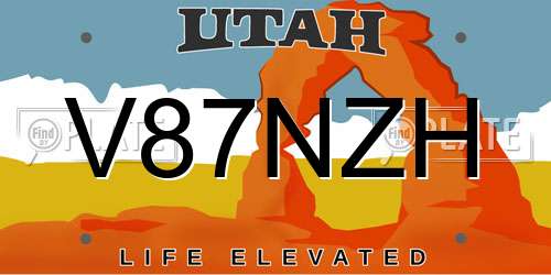 V87NZH Utah License Plate