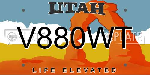 V880WT Utah License Plate