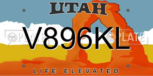 V896KL Utah License Plate