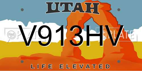 V913HV Utah License Plate