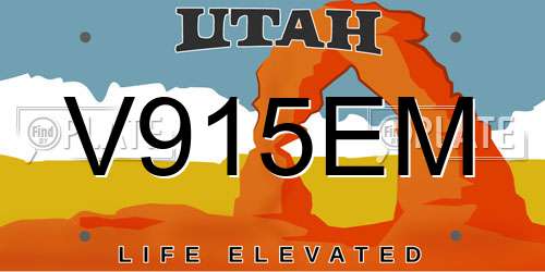 V915EM Utah License Plate