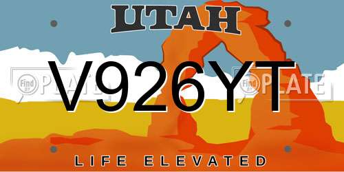 V926YT Utah License Plate
