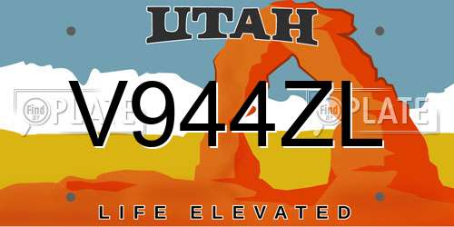 V944ZL Utah License Plate